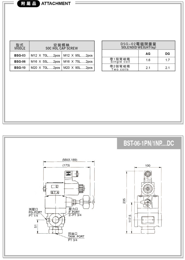 BSG、BST系列電磁溢流閥